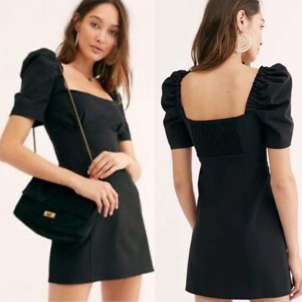 Free People Pera Puff Sleeve Dress Black size 10